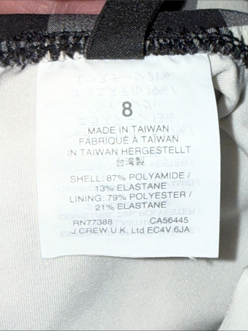 J. Crew Black And White Gingham Criss Cross Back Strap One Piece Swimsuit